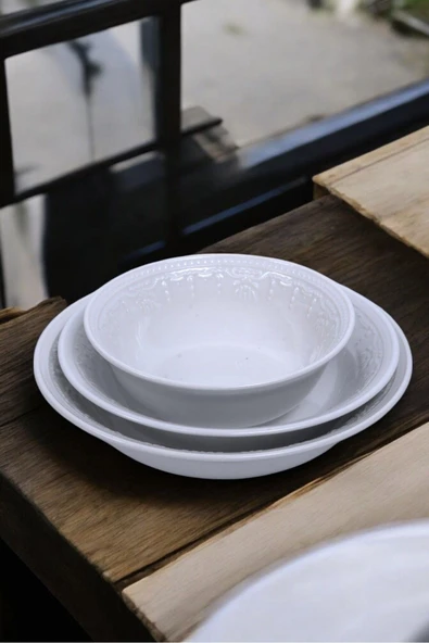 Kütahya Porselen Lidya Beyaz Porselen Çukur Yemek Tabağı 19 Cm - 6 Adet - 2