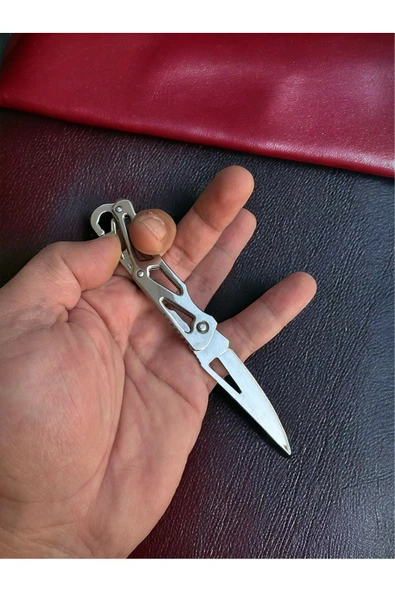 Mini Gümüş Anahtarlık Tipi Çelik Çakı - Resim 2