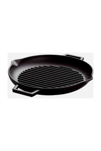 Lava Döküm Yuvarlak Izgara Tava Metal Kulplu Çap 30cm