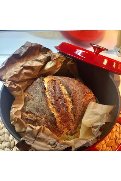 Lava Döküm Trendy Kapak Yuvarlak Kırmızı Tencere 28 Cm - 5