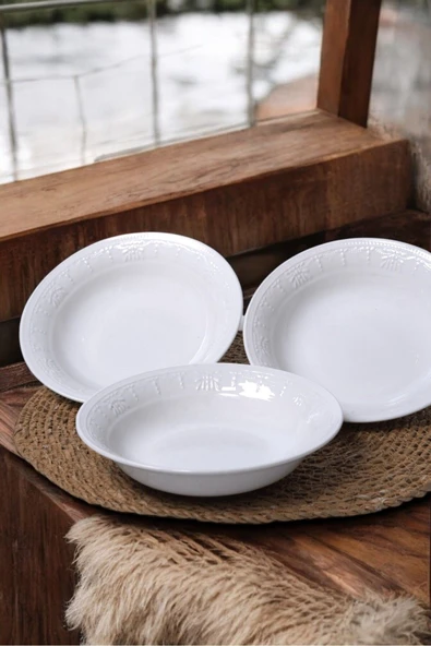 Kütahya Porselen Lidya Beyaz Porselen Çukur Yemek Tabağı 19 Cm - 6 Adet - 4