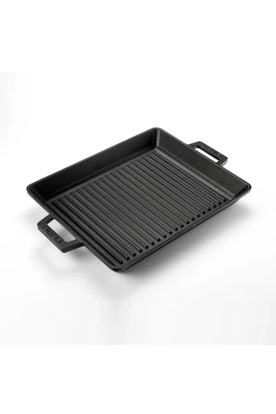 Lava Döküm Dikdörtgen 26x32 Metal Kulplu Izgara Tava - 2