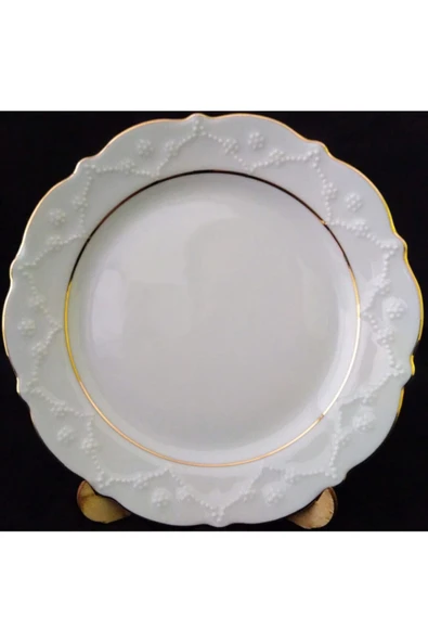 Porland Yaldızlı Düz Pasta Tabağı 20 cm 6lı