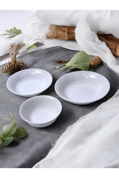 Kütahya Porselen Lidya Beyaz Porselen Çukur Yemek Tabağı 19 Cm - 6 Adet - 3