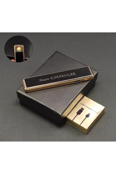 Elektrik li Usb Şarjlı Çakmak Kişiye Özel Sevgililer Günü Yılbaşı Babalar Günü Hediyesi - 1
