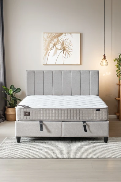 Cennet Yatak Manolya Çift Kişilik Full Ortopedik Antibakteriyel Yatak + Sandıklı Baza + Başlık  3 lü Set ürün görseli