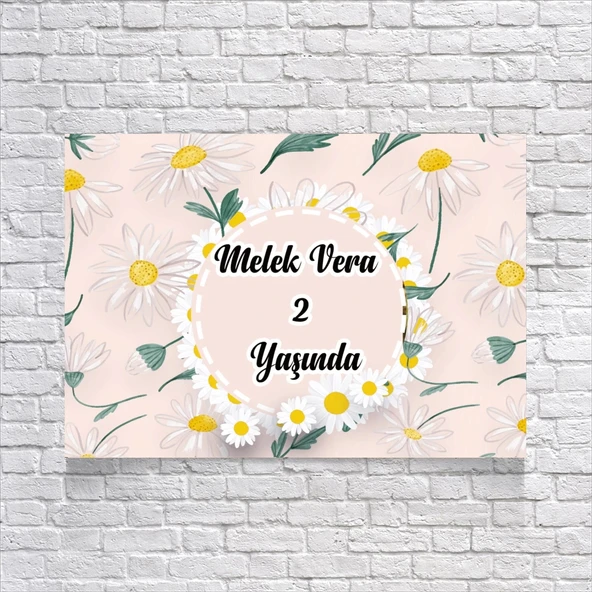 Papatya Temalı Doğum Günü Afişi 100X150 cm ürün görseli 1