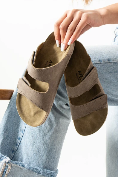 Albishoes Charlie Çift Cırtlı Çift Bantlı Yumuşak Rahat Taban Anatomik Günlük Bantlı Kadın Terlik - 2