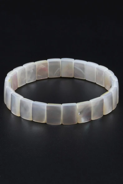 Sedef Doğal Taş Bileklik 8 x 11 mm Özel Kesim - Resim 2