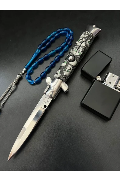 Italyan Stilletto Çelik Çakı Çakmak & Tesbih Hediyeli ürün görseli