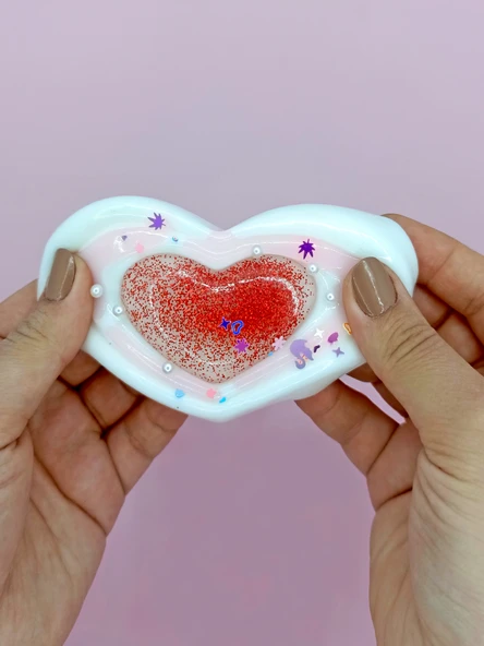 Sevimli Kalp Squishy Simli Yumuşacık (7x9 cm) Kalp Sukuşi - Beyaz - 4