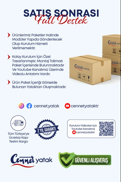 Cennet Yatak Mimoza Tek Kişilik Full Ortopedik Antibakteriyel Paket Yaylı Yatak - 9