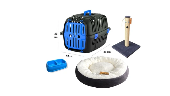 Timbox Başlangıç Set Açık Taşıma Çantası,Yatak,Tırmalama,,2li Mama Kabı - 2
