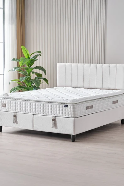 Zambak Modeli Çift Kişilik Pedli Paket Yaylı Full Ortopedik Antibakteriyel Yatak - 8