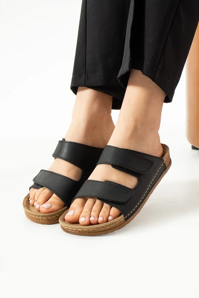 Albishoes Charlie Çift Cırtlı Çift Bantlı Yumuşak Rahat Taban Anatomik Günlük Bantlı Kadın Terlik - 4