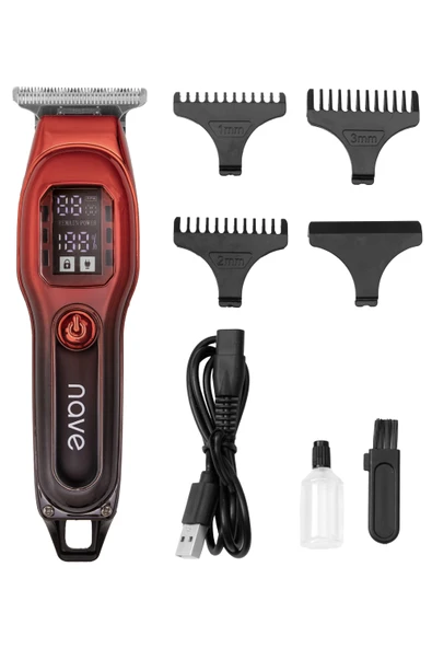 nave BQ02 T Bıçaklı Şarjlı Tıraş Makinesi LED Ekranlı, Profesyonel Sakal ve Saç Kesim
