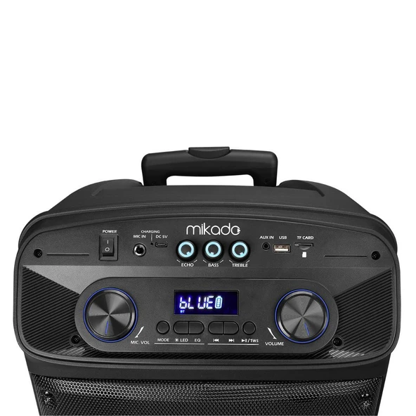Mikado MD-BT505 60W USB/BT/TF/TWS Led Işıklı Kablosuz ve Kafa Mikrofonlu Toplantı-Parti Hoparlörü - 5