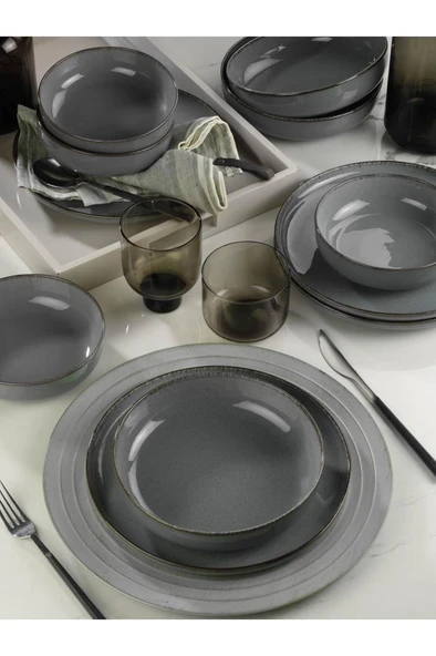 Kütahya Porselen Moderna 18 Parça 6 Kişilik Yemek Takımı Mavi - 3