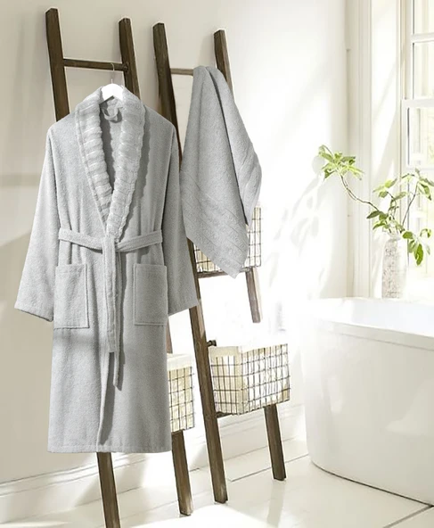 Bornoz - Havlu Seti Carla A.Gri S/M+50x90cm - Resim 2