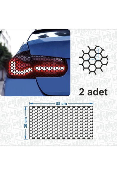 2 Adet Çizgi Desenli Stop Kaplama Oto Sticker Kaplama - Siyah - Resim 5