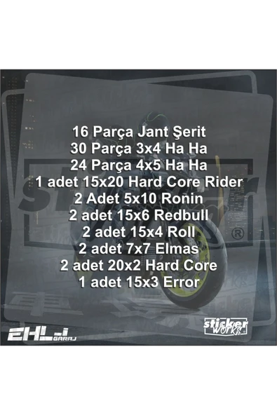 Hard Core Motor Sticker Seti - 5