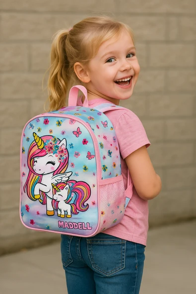 Waddell Lisanslı Unicorn Temalı Okul Öncesi Anaokul,Kreş Kız Çocuk Sırt Çantası 25502