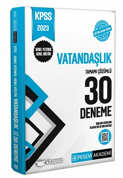 2023 KPSS Vatandaşlık 30 Deneme Çözümlü Pegem Akademi Yayınları