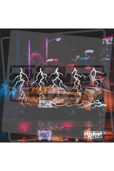 7 Parça Şimşek Sticker - Sarı( Motor , Araba , Kask , Bilgisayar , Tablet v.b. ) - Resim 9