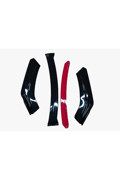 4 Parça Flaplı Ön Lip Piano Black ABS / (FC5 - KIRMIZI) Uyumlu - Resim 2