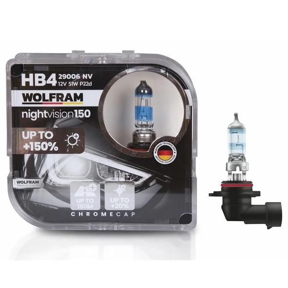 Wolfram HB4 9006 Night Vision 150 +%150 12V 51W 2'li Ampul Set