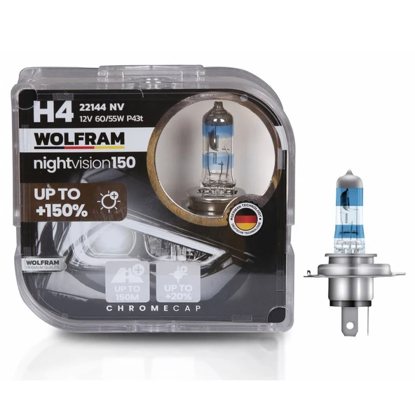 Wolfram H4 Night Vision 150 +%150 12V 60/55W 2'li Ampul Set