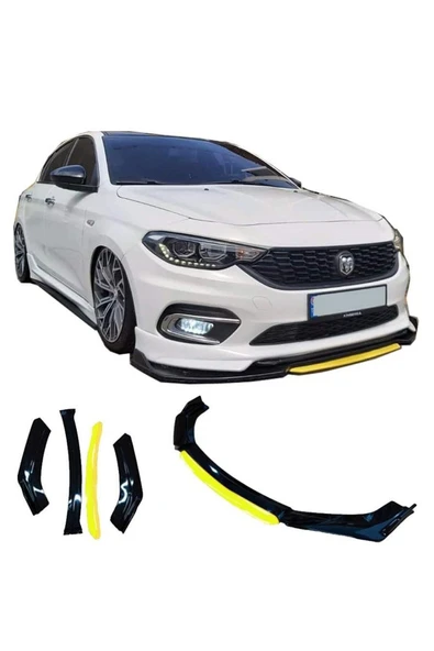 4 Parça Flaplı Ön Lip Piano Black ABS / (FC5 - KIRMIZI) Uyumlu - Resim 5