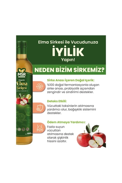 MSR BİTKİSEL DOGAL ÜRÜNLER Elma Sirkesi 500ml - 3