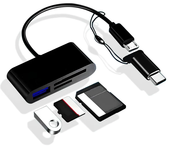 A5256 Type-C Micro Usb 3in1 Sd Micrsd Kart Okuyucu Otg Çevirici Kablosu - 2