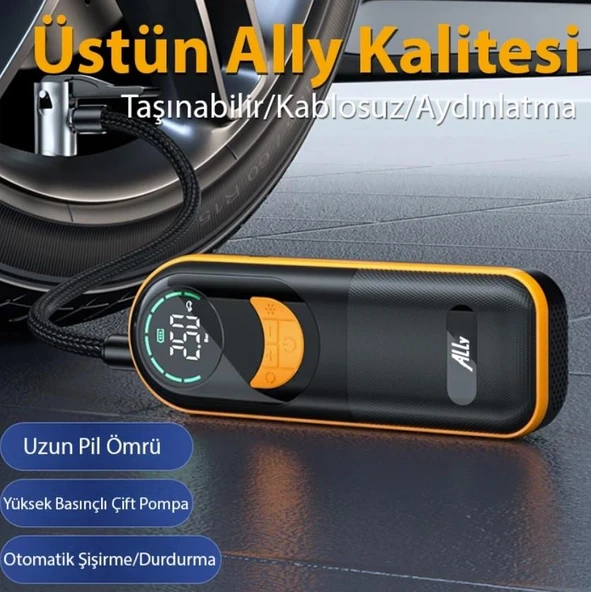 ALLY ST-5520 Dijital Basınç Göstergeli Oto Lastik Şişirme Pompası Hava Kompresörü - 2
