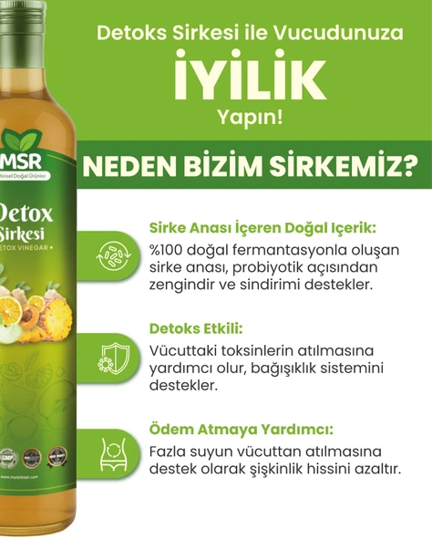 MSR BİTKİSEL DOGAL ÜRÜNLER Detox Sirkesi  Doğal Fermantasyon 250ml - 3