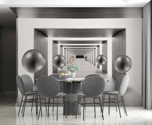 3D Tünel Görünümlü Duvar Kağıdı Baskı - Resim 5