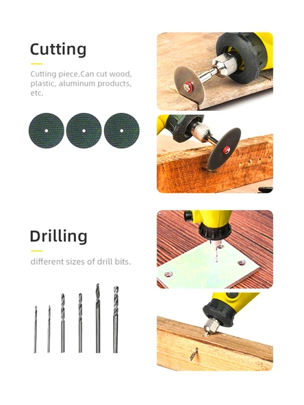 Rowermax 350 Parça Çift Makinalı Gravür Oyma Dremel Taşlama Zımpara 130 W - 6