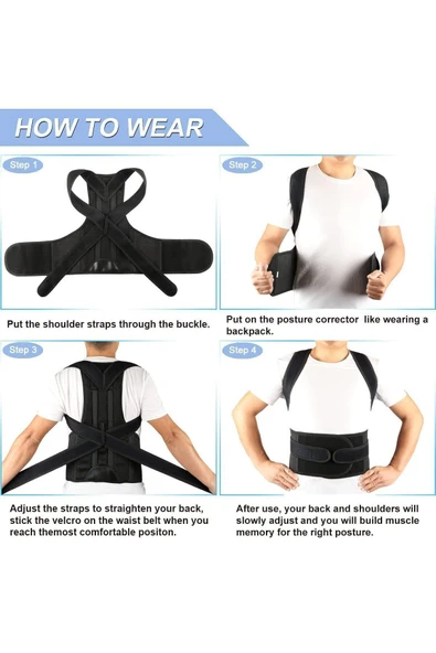 Kadın Erkek Dik Duruş Korsesi Dik Durmak Yürümek Için Kamburluk Kifoz Önleyici Balenli Mıknatıslı(EX-108) - 3