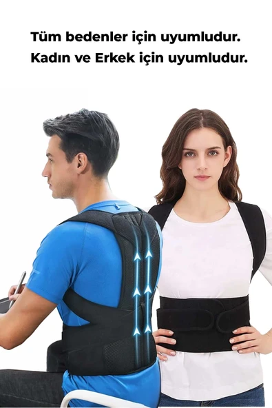 Kadın Erkek Dik Duruş Korsesi Dik Durmak Yürümek Için Kamburluk Kifoz Önleyici Balenli Mıknatıslı(EX-108) - 2