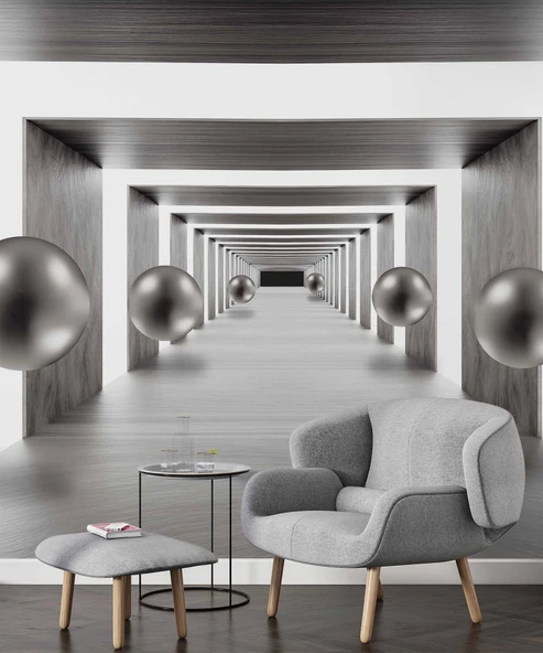 3D Tünel Görünümlü Duvar Kağıdı Baskı - Resim 6