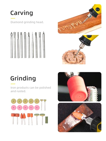 Rowermax 350 Parça Çift Makinalı Gravür Oyma Dremel Taşlama Zımpara 130 W - 7