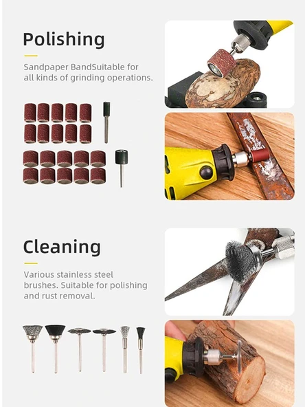 Rowermax 350 Parça Çift Makinalı Gravür Oyma Dremel Taşlama Zımpara 130 W - 4