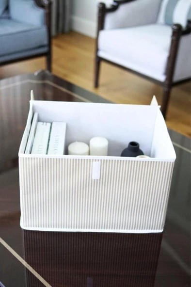 Kazak Kutu Hurç, Çorap Kazak Havlu Çamaşır Düzenleyici Mukavva Destekli (40x30x26cm) 1 Adet Gri - 2