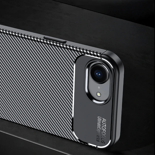 Apple iPhone 16E Kılıf Redclick Negro Karbon Görünüm Silikon Kapak - Resim 6