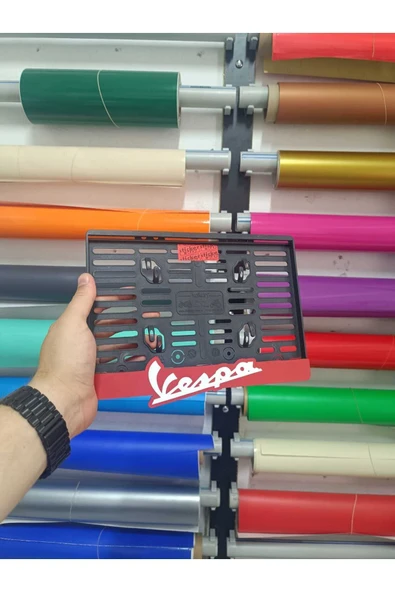 Vespa Motor Plakalık ( KIRMIZI ZEMİN BEYAZ YAZI )