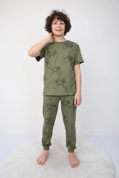 Kısakollu Play Console Desenli Erkek Çocuk Pijama Takımı (ALT-ÜST) - 3