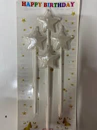 4 Lü Çubuk Yıldız İnci Renk Metalize Mum ürün görseli 1