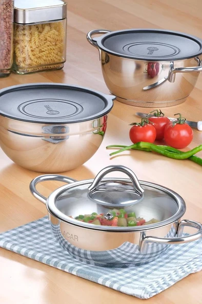 ACAR Karat Viola 6 Parça Saklama Kapaklı Tencere Seti