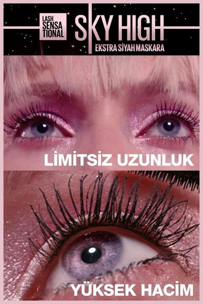 Maybelline New York Maybelline Mini Jel Göz Kalemli Lash Sensational Sky High Kozmik Siyah Maskara Seti - 7
